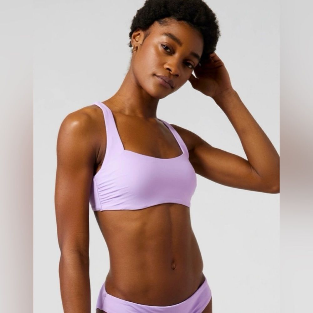 ATHLETA Square Neck Bra Cup Bikini Top Lavender Sz 40D NWT